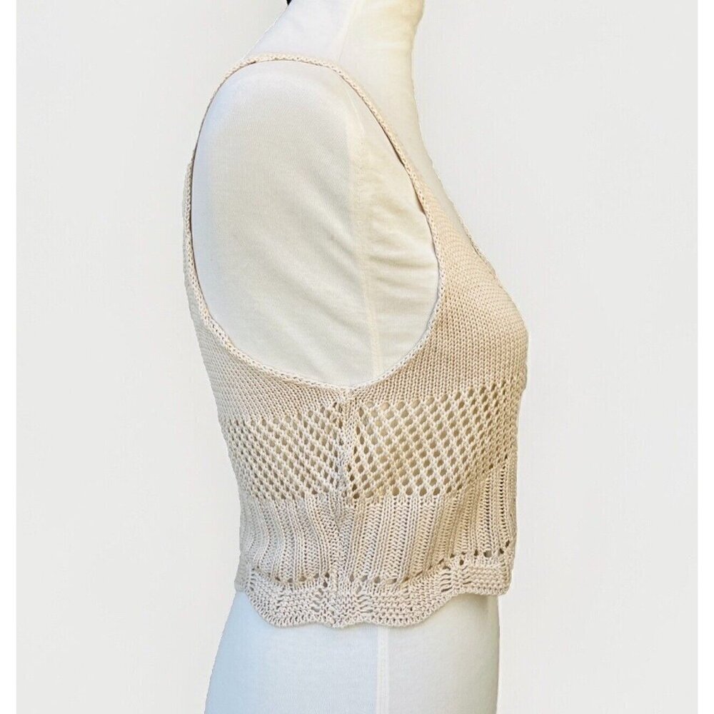 Swell Juniors Crochet Keep it Rockin Taupe Crop Top Size L - Picture 10 of 12